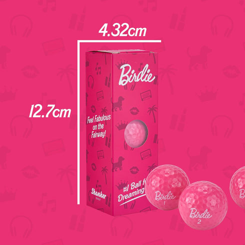 Shanker Golf Balls - Birdie Pink Golf Balls, Funny Gift for Women (Sleeve of 3, Novelty)