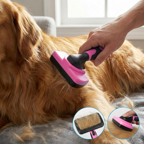 Store 4PCS PETIMP Self Cleaning Slicker Brush, Pet Grooming Rake, Bath Brush & Massage Brush for Short/Long Haired