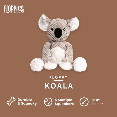 fabdog Large Koala Floppies Plush Dog Toy - Cute & Durable Squeaky Toy for Puppies and All Breeds
