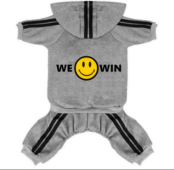 Cute Dog Hoodie Sweater Tracksuit Coat, Winter Pajamas for Small Medium Big Dogs, Grey (3X-Large)