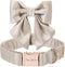 Unique Style Paws Silk Champagne Color Dog Collar, Adjustable Durable Collar with Bow Tie for Medium Dogs