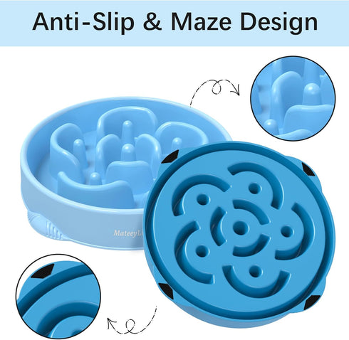 MateeyLife Large Slow Feeder Dog Bowls, 2PCS Anti-Choking Puzzle Bowls, Non-Slip for Large Breeds, 4 Cups