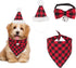 ADOGGYGO Christmas Dog Bandana Hat Bow Tie Set - Classic Plaid Pet Scarf for Small Dogs, Cats & Pets (Small, Red)