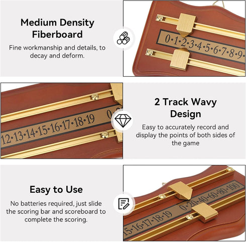 equlup 2 Billiard Game Scorer, Track Wavy Billiard Score Board Medium Density Fiberboard and Metal Billiard Game Score