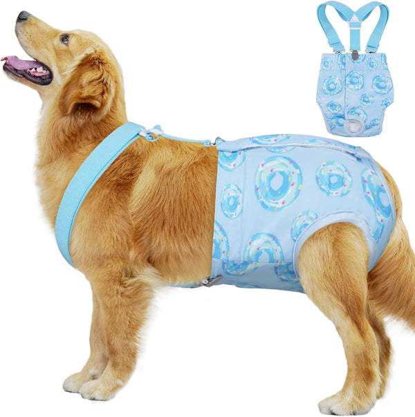 Extra Large Dog Diapers Female, Reusable Large Dog Diapers Female with Suspender,Washable