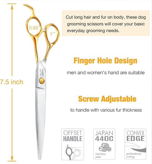 Trimming 7" JASON Dog Grooming Scissors Shears - Cats Shears Professional Pets Scissor Kit for Right Handed Groomers