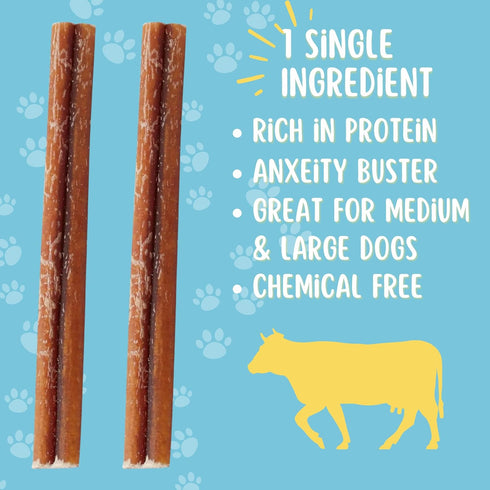 hotspot pets 6 Inch Premium Bully Sticks (20 Pack) - All Natural Long Lasting Beef Pizzle Treats for Medium Dogs