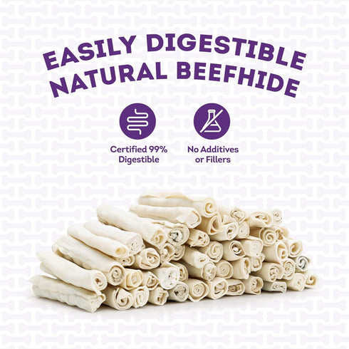 American Sourced Beefhide Chip Rolls, 5-6" Dog Chew Treats, Natural Flavor, 18 Count/1 Pack