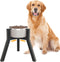 Dog Bowl Stand for Medium Large Dogs, Adjustable Width Elevated Holder for 7-10.6" Bowls, 11 inch Tall, Black