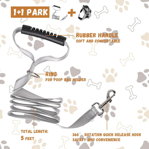 Heavy Duty No-Pull Dog Harness and Leash Set for Large Dogs, Reflective Adjustable Training Vest (Black, Size L)