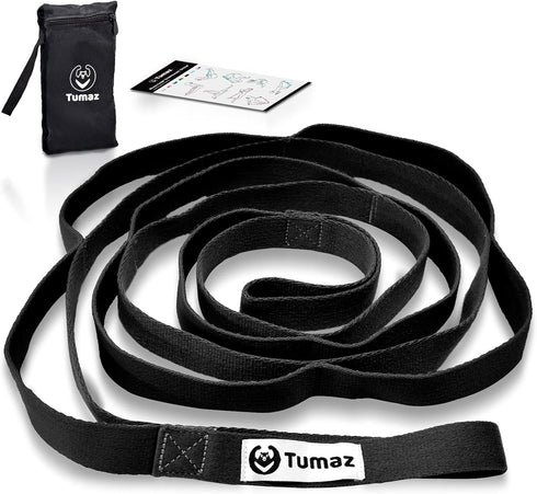 Tumaz Stretching Strap - 10 Loops Non-Elastic Yoga Strap for Physical Therapy, Yoga, Pilates, Flexibility