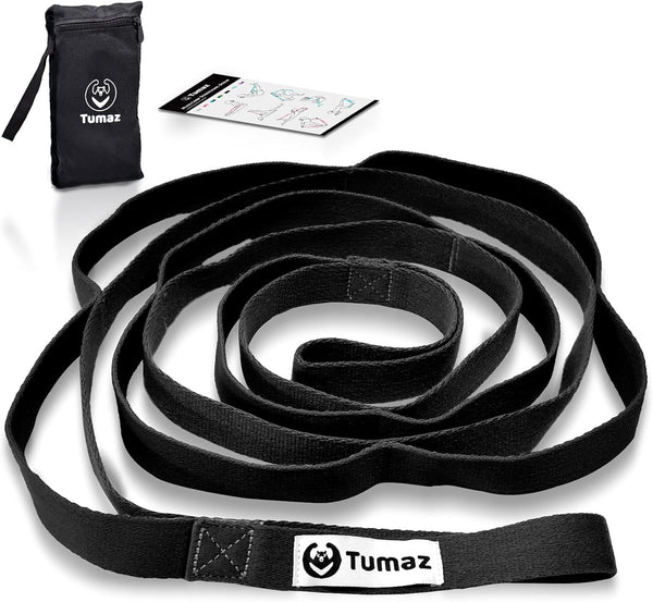 Tumaz Stretching Strap - 10 Loops Non-Elastic Yoga Strap for Physical Therapy, Yoga, Pilates, Flexibility