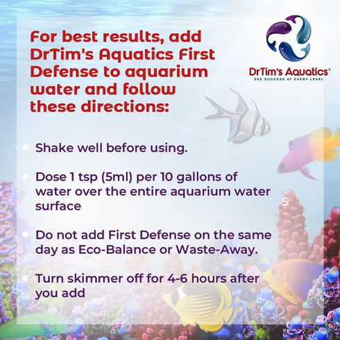 DrTim's Aquatics First Defense for Saltwater Aquariums, 4 oz, Stress Relief & Immune Support