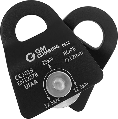 GM CLIMBING Micro Prusik Minding Pulley 25kN CE UIAA Certified 12mm Mobile Side Plates for Arborist Climbing Rescue