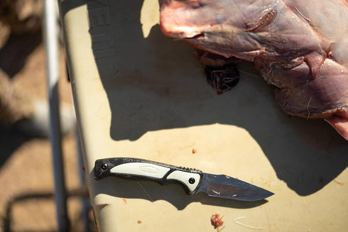 Old Timer Trail Boss 9in Fixed Blade Caping Knife with High Carbon Stainless Steel Blade and TPE Grip Handle