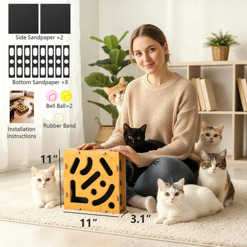 SDALU Cat Nail File Scratcher, Cat Claw Saver Box with Replaceable Sandpaper, Stress-Free Nail Care, Interactive Maze