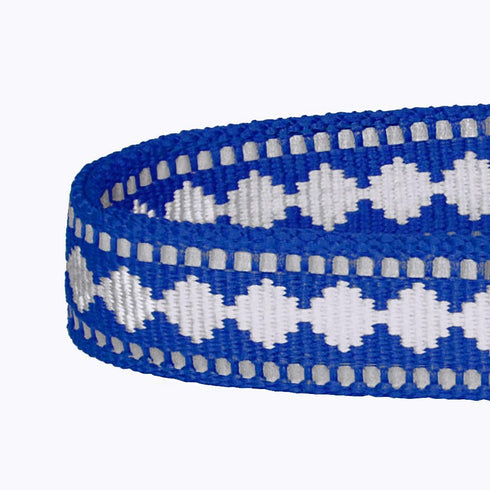 Blueberry Pet 5 ft x 5/8" Palace Blue Jacquard Dog Leash with Soft & Comfortable Handle, Small, Reflective