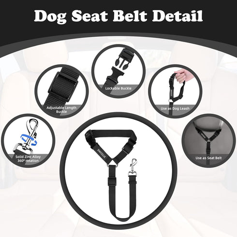 BWOGUE Adjustable Pet Dog Cat Seat Belts, Car Headrest Restraint Safety Leads Vehicle Seatbelt Harness (1 Pack)