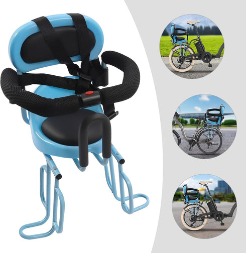 InnaMall Rear Child Bike Seat, Child Bicycle Carrier Portable Baby Safety Rear Seat with Soft Cushion Rear Child Bike