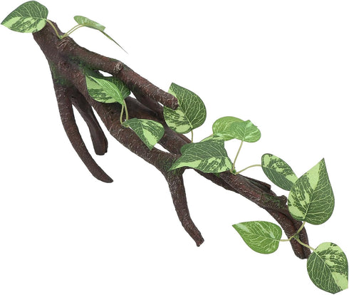 AQUA KT Reptile Climbing Branch Tree Trunk with Leaves for Lizard Bearded Dragon Snake Gecko Leopard Chameleon Frog