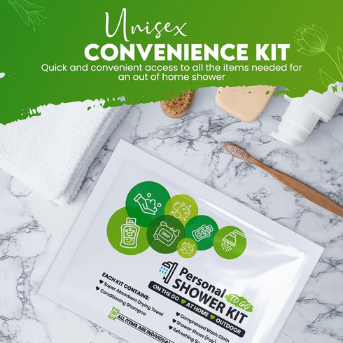 (5) Compact Personal Shower Kit To-Go (Green) Your Hygiene Companion for Travel, Gym, Camping | Shower on the Go |