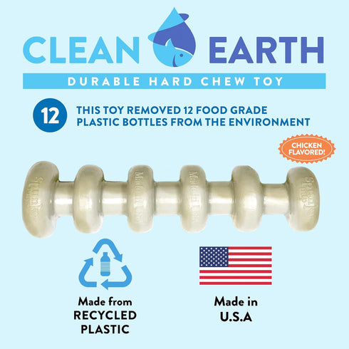 Spunky Pup Clean Earth Recycled Stick, Made in USA from 100% Recycled Water Bottles, Gray