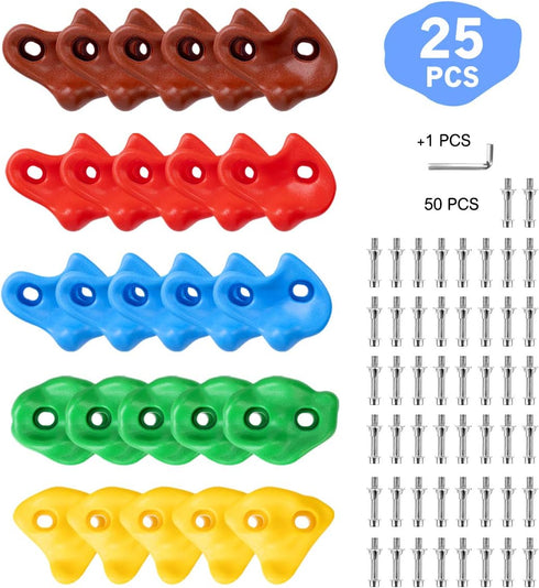 TOPNEW 25PCS Rock Climbing Holds for Kids - Large Holds for Indoor Outdoor Rock Wall with Mounting Hardware