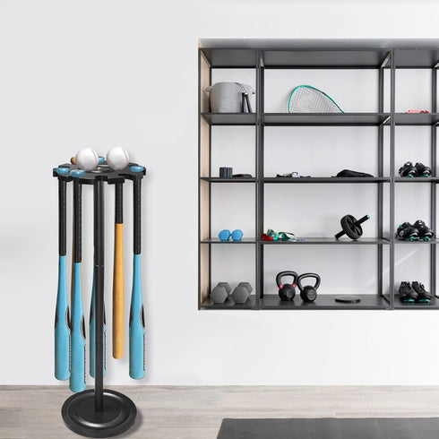 TP Baseball Bat Holder Display Rack - Solid Wood Organizer Holds 10 Bats, Sturdy Baseball Softball Bat Stand