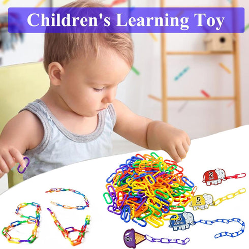 200-Piece Rainbow Plastic Chain Links & Toys, Interlocking C-Clip Bird Cage Accessories for Parakeets, Small Pets