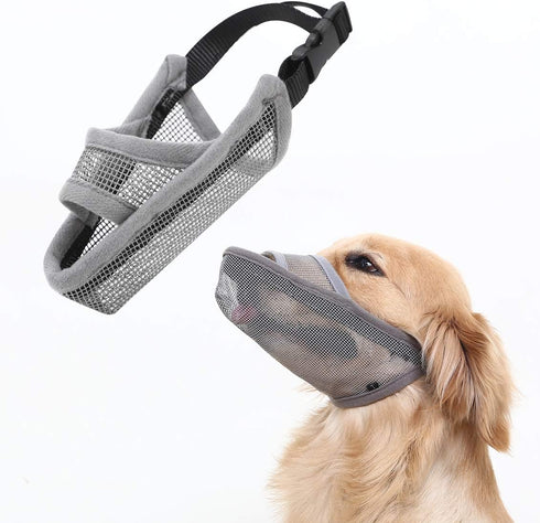 Crazy Felix Nylon Dog Muzzle for Small Medium Large Dogs, Breathable and Drinkable Pet Mouth Guard (XL, Grey)