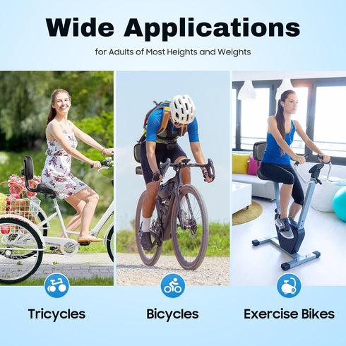 Bicycle Saddle, Wide Comfort Electric Tricycle Bike Bicycle Saddle Seat Pad with Back Rest,Adjustable Height,High