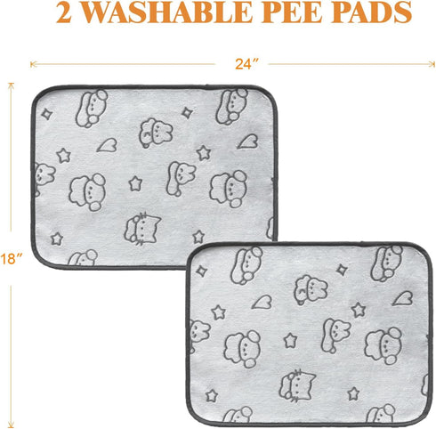2 Pack 18"x 24" Qeils Reusable Puppy Pads, Washable Pee Pads for Dogs, Waterproof Non Slip Wee Wee pad, Absorbent