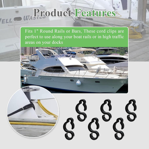 WFCYX 10 30 Amp/10 1" Pcs Electrical Marine Shore Power Cable Clips, S Style Dock Electrical Marine Holders, Hold A