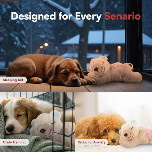 ALL FOR PAWS Heartbeat Puppy Toy for Dogs, Anxiety Relief and Sleep Aid, Plush Heart Beat Snuggling Bear for Small