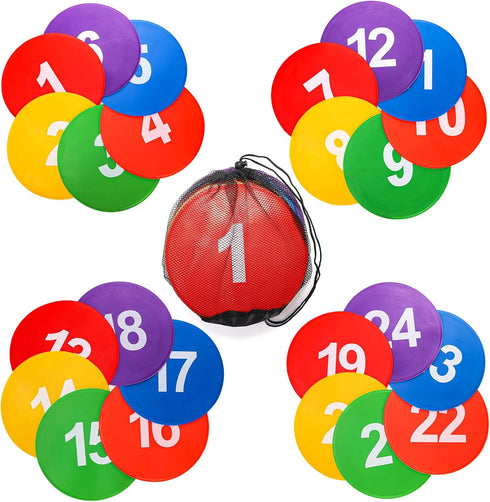 24 Pack 9 Inch 6 Okllen Poly Vinyl Spot Markers, Floor Dots Non-Slip Rubber Agility Dots, Flat Field Cones Circles