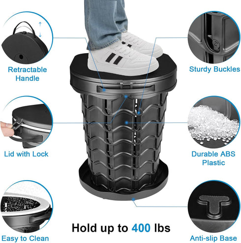 imodomio Retractable Portable Toilet Camping Toilet - Adjustable Height Camp Toilet Portable Potty for Camping, Car
