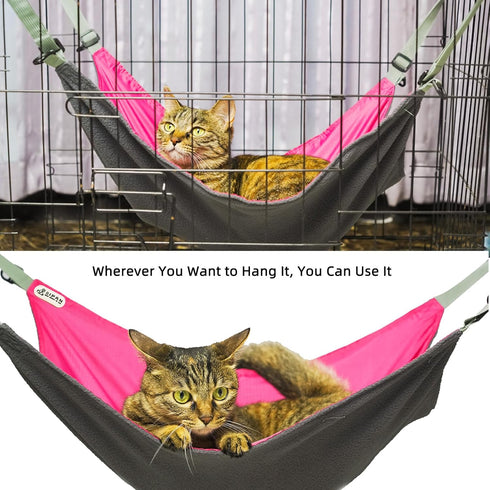 Extra Large Cat Hammock Hanging for Cage,Hanging Cat Bed,Washable Soft Outdoor Cat Mat,Waterproof Cooling Kittens Pad for Cats 26 x 20 inches (XX-Large,Red)