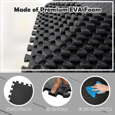 12 1/2" Tangkula Tiles Exercise Flooring Mats with Border, Non-Slip EVA Foam Protective Mats, Elastic Puzzle Play Mats