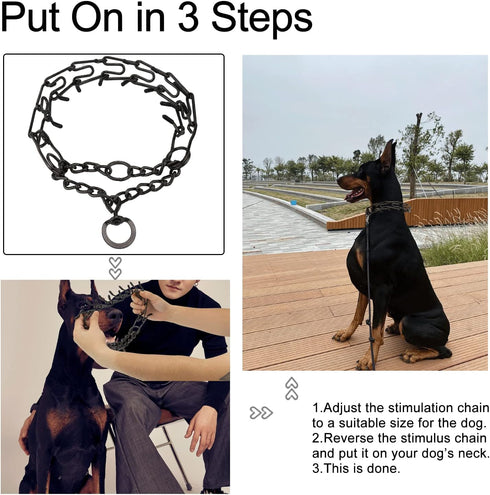 Dog Prong Collar Training Choke Chain, Adjustable Pinch Collar with Comfort Rubber Tips for Small Medium Large Dogs