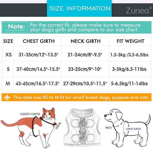 Zunea No Pull Small Dog Girl Harness Dress, Escape Proof Cat Kitten Vest Leash Set for Walking (Black S)