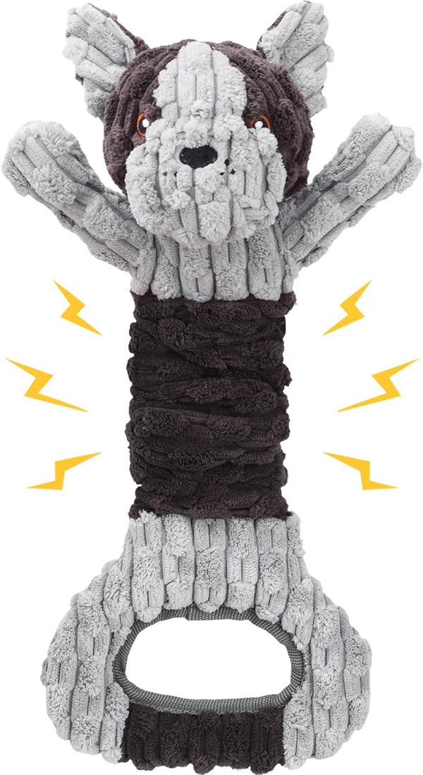 Plush Dog Squeak Toys with Crinkle Paper, Interactive Tug of War Toy, Great for Dental Health, Small, Medium, Large Dogs