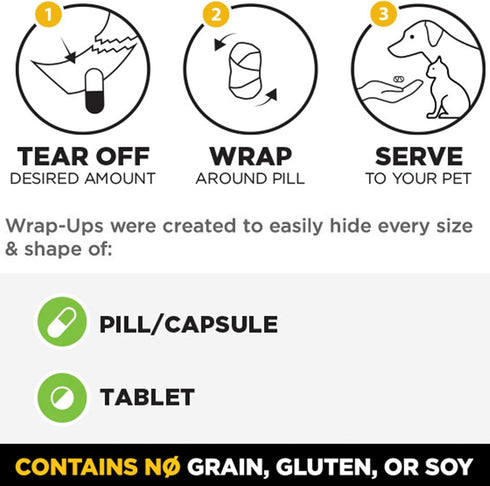 Wrap-Ups Pill Wrapper - Peanut Butter, 30 Servings Bag, All Natural Limited Ingredients for Dogs & Cats