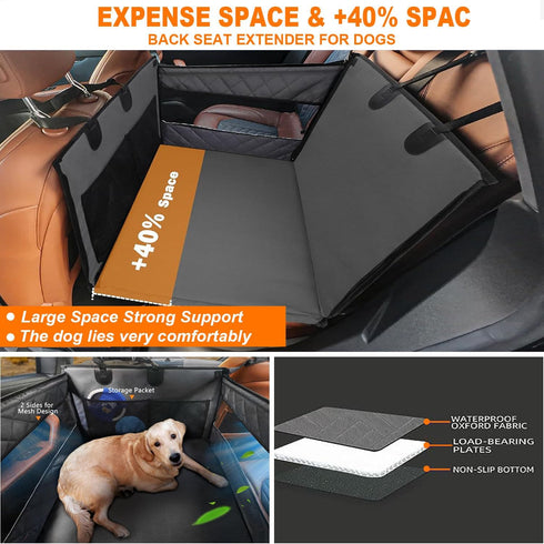 Petmarket Hammock Dog Car Seat for Large Medium Dogs with Seat Belt, Back Seat Extender for Dogs, Waterproof Dog Car