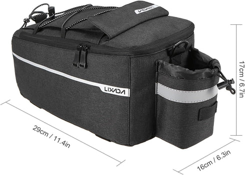 11.4 6.3 6.7in Lixada Bike Panniers Bike Trunk Bag Insulated Bag for Warm/Cool Items, Bicycle Rear Rack Storage Luggage