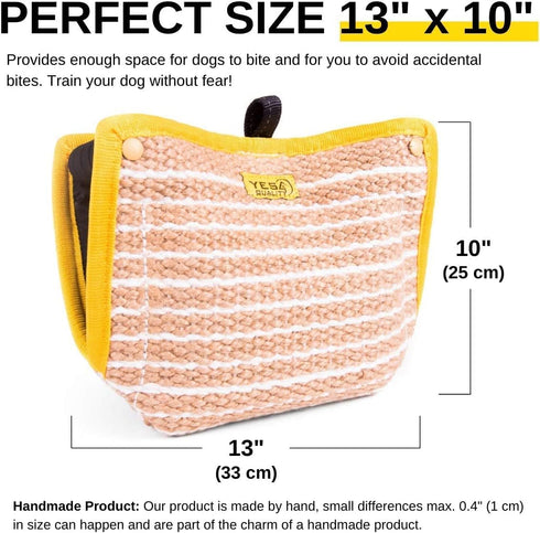 YES4QUALITY Durable Dog Bite Wedge 13x10 Inches | Tough Jute Tug Toy with 2 Comfy Handles | Ideal for Medium to Large