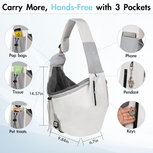 20 lbs Dog Carrier Sling, Dog Carriers for Small Dogs & Cats with Pockets, Puppy Carrier Sling Machine Washable