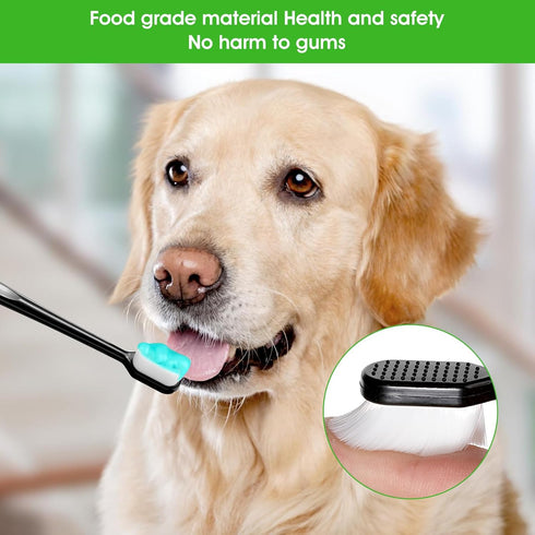 Dog Toothbrush, 4 Pcs Soft Dog Tooth Brushing Kit, Long Handle Pet Toothbrush for Dogs Teeth Cleaning and Oral Care