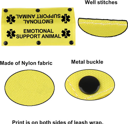 Therapy Service Dog Leash Sleeve, Emotional Support Animal Dog Leash Wrap with Alert Hanging ID Patch Tag