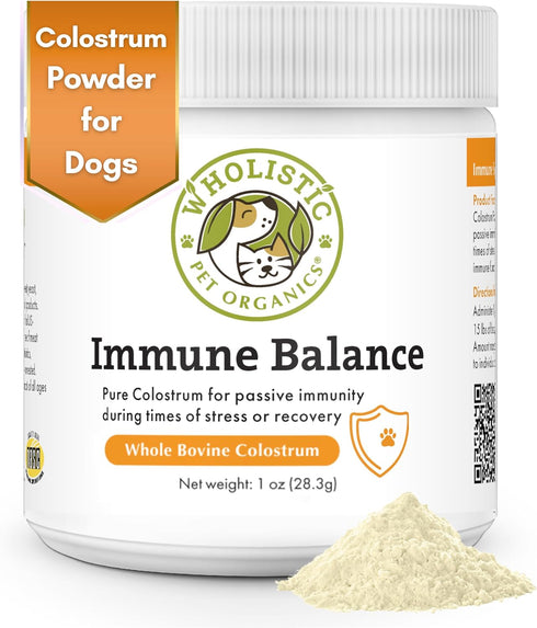 Wholistic Pet Organics Immune Balance: Dog Allergy Relief, Colostrum for Dogs, Itching Relief, Human Multivitamin,