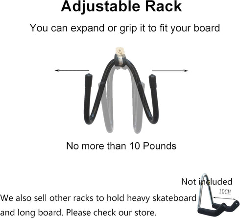 YYST Skateboard Wall Hanger, Wall Storage Clip for Skateboard and Longboard, 1/PK